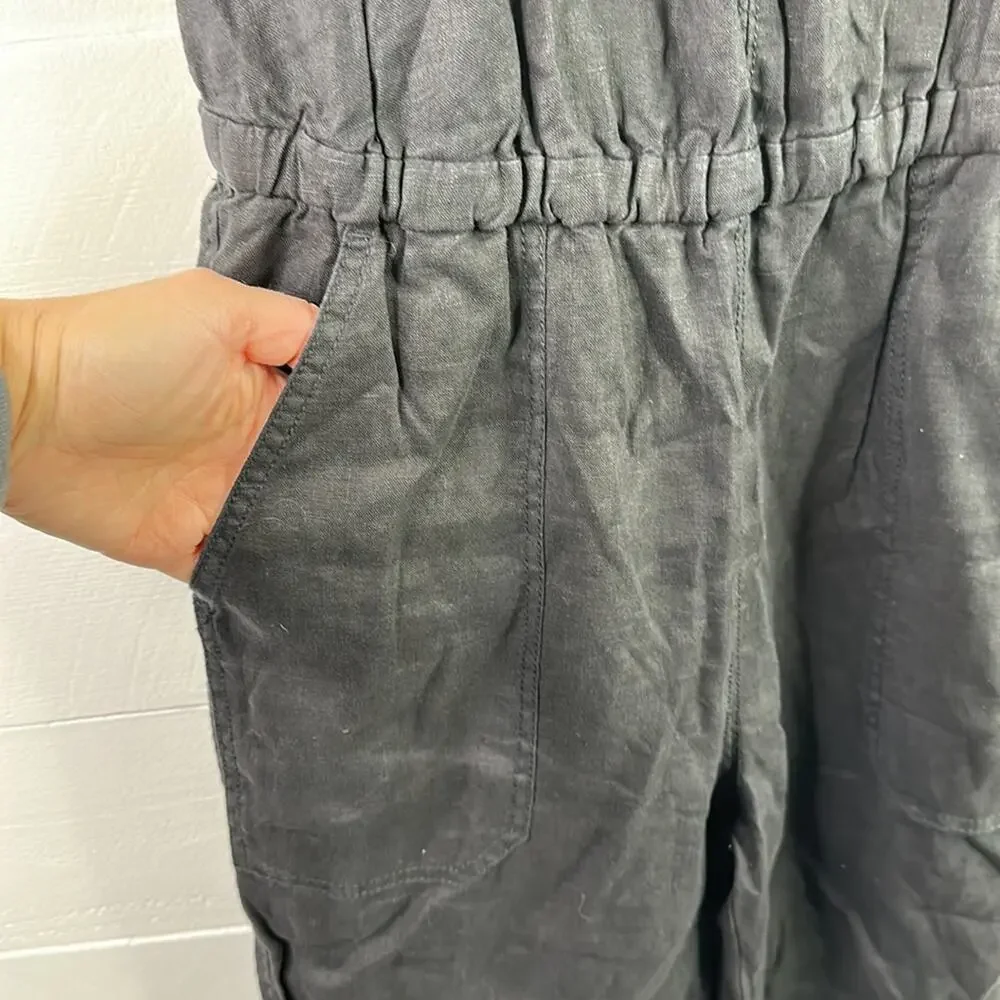 EVERLANE Apron Black Linen Shoestring Jumpsuit Size XXS